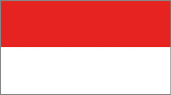 Flag von Indonesien: rote obere Hälfte und weiße untere Hälfte.